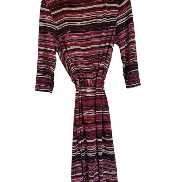 Lane Bryant black, maroon, and pink pattern faux wrap midi dress Sz 10/12 NWT - Picture 4 of 8